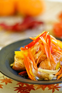 ボストンお料理教室Sullivans Market Special Lesson-Japanese Cuisine for English speakers 秋の和食でおもてなし「鮭とたっぷり野菜の南蛮漬け」