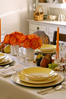 ボストンお料理教室Sullivans Market Special Lesson-Thanksgiving Dinner「季節の果物や花を使って、秋の恵みのテーブルコーディネートをフォーマルセッティング」