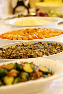 ボストンお料理教室Sullivans Market Special Lesson-Thanksgiving Dinner「マッシュルームスタッフィング」「スイートポテトとキャラメルアップル」「芽キャベツとパンチェッタのソテー」「マッシュポテト」