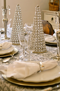 ボストンお料理教室Sullivans Market Special Lesson-AnotherMerryChristmas「Elegant Silver Christmas Table Styling/銀世界をイメージした大人のクリスマスコーディネート」「Silverware/銀食器」「White napkins/白ナプキン」